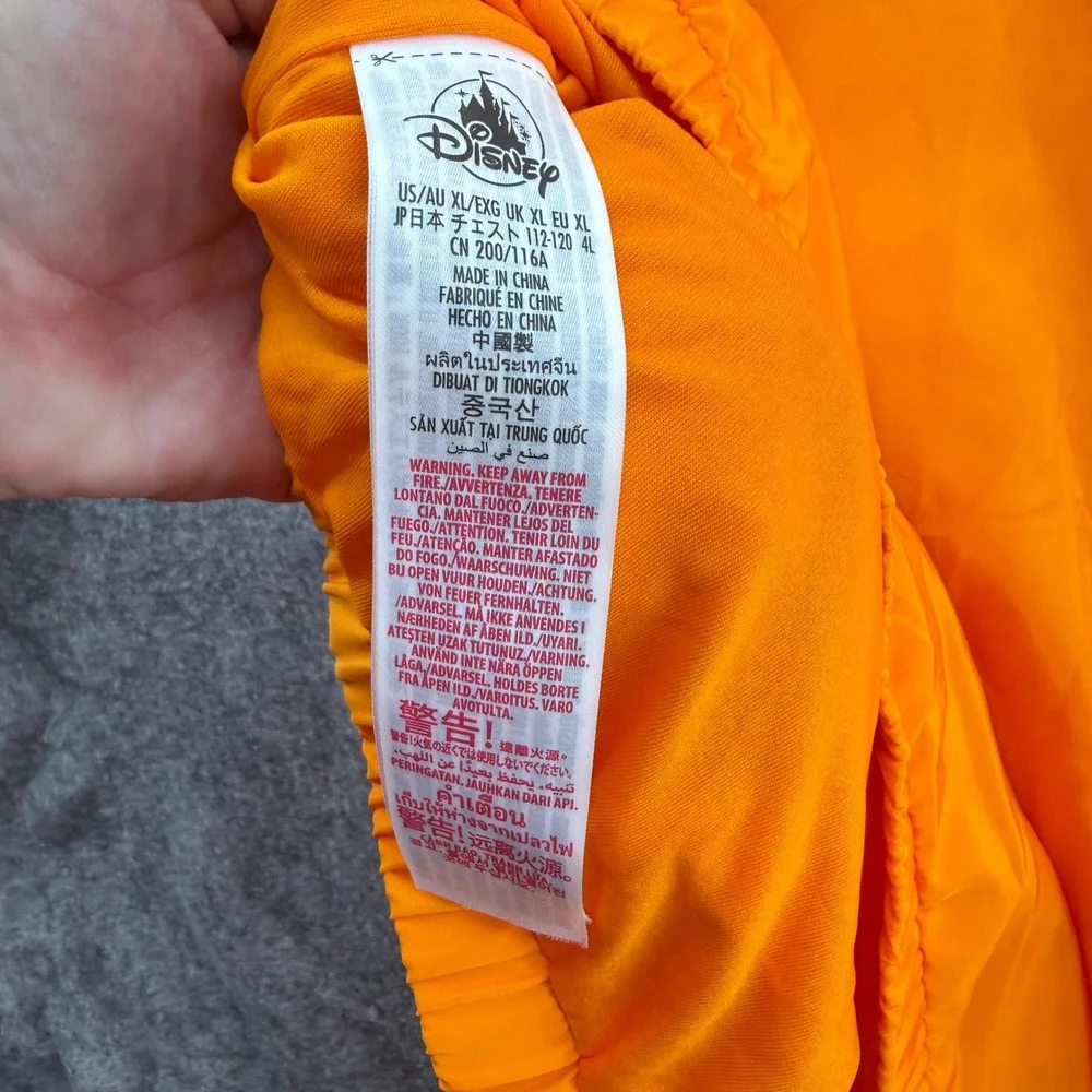 Disney Windbreaker Jacket Unisex XL Orange Mickey & Friends Embroidered Zip Up - Picture 15 of 16